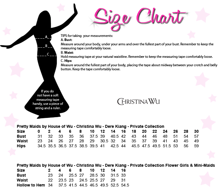 Christina Wu Bridesmaid Size Chart