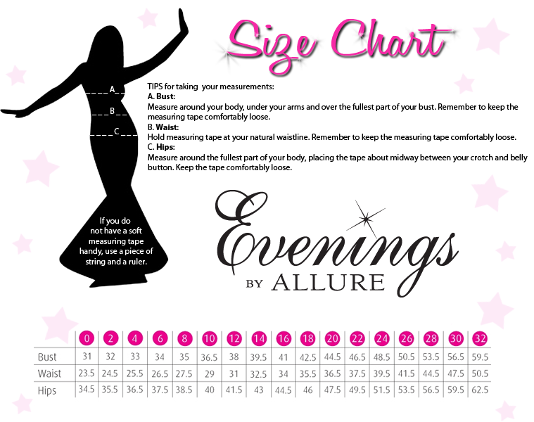 Evenings by Allure Size Chart