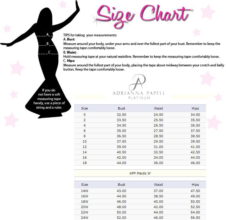 Papell Dress Size Chart