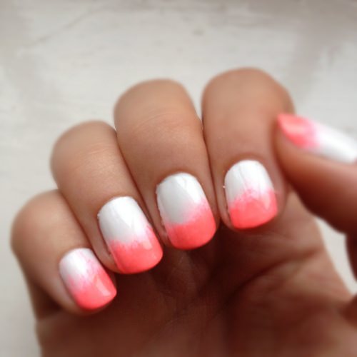 white to pink ombre nails