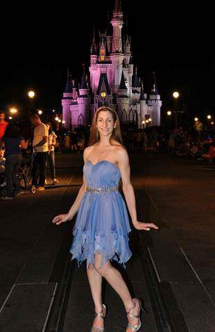 Kimberly Sarno at Disney World in her birthday dress