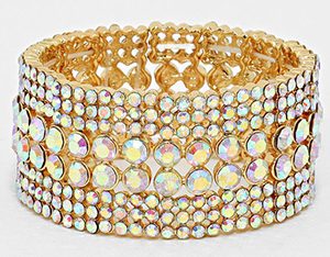 Gold AB Crystal Stretch Evening Bracelet